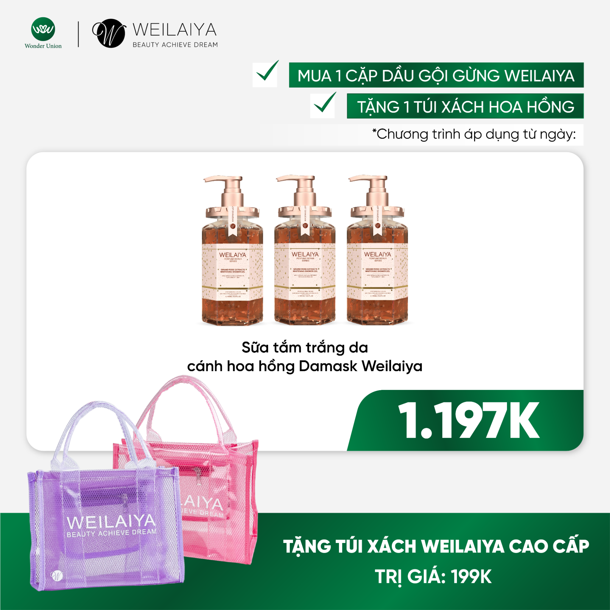 [TẶNG TÚI XÁCH CAO CẤP] Combo 3 chai sữa tắm cánh hoa hồng Damask 450mlx3 