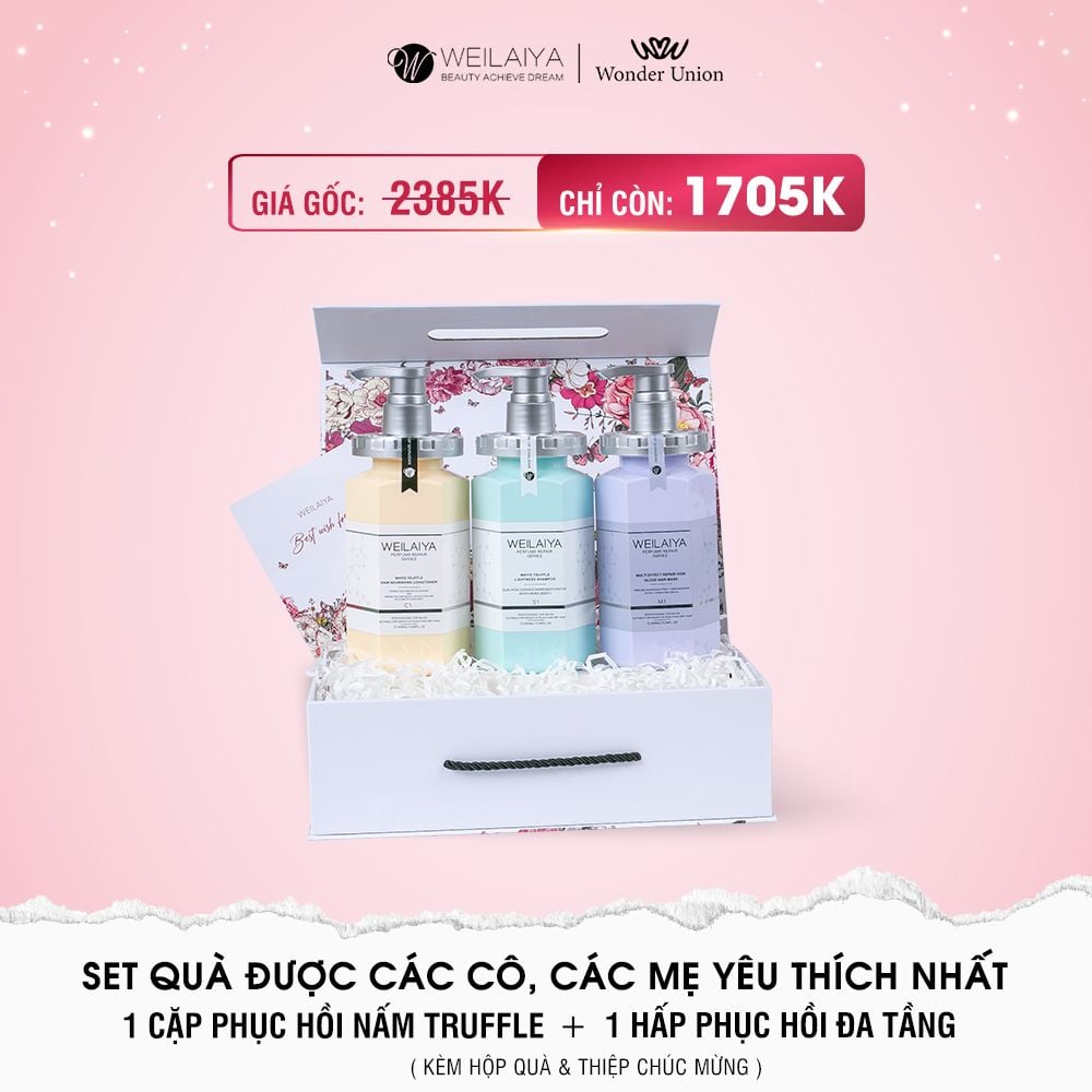  Set hộp quà Hoa 1 cặp gội xả phục hồi + 1 dầu hấp 