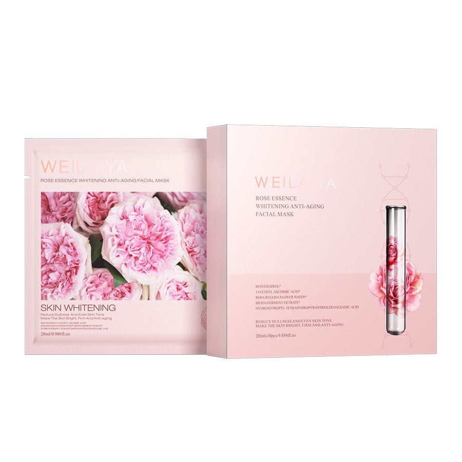  Mặt nạ trắng da hồng vạn cánh Weilaiya (Hộp 10 miếng) - Weilaiya Rose Essence Whitening Anti-aging Facial Mask 