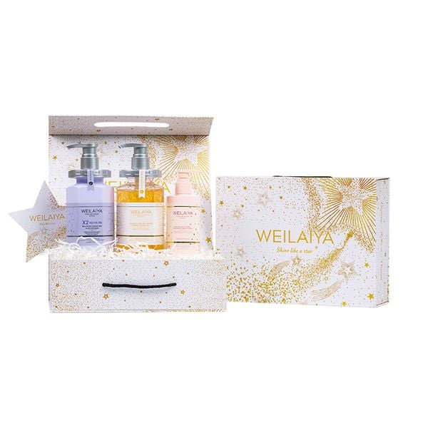  Set hộp quà Sao 1 Dầu hấp X2 Keratin + 1 sữa tắm hoa cúc + 1 Kem body hoa hồng 