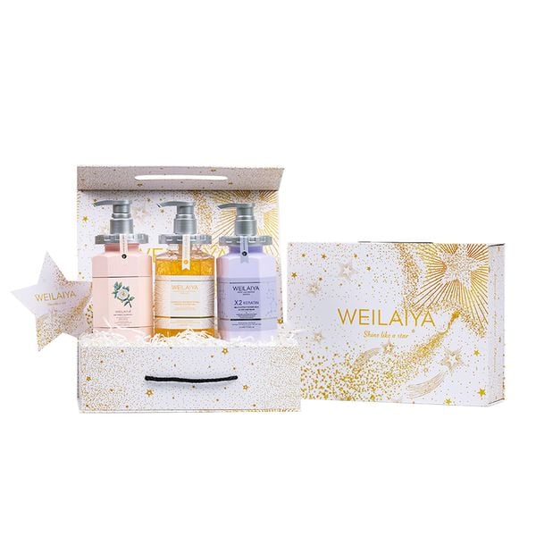  Set hộp quà Sao 1 sữa tắm hoa cúc + 1 sữa tắm hoa trà + Dầu hấp X2 Keratin 