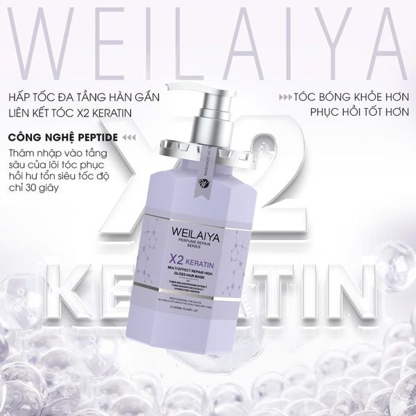  Hấp đa tầng phục hồi liên kết tóc Weilaiya X2 Keratin 450ml 
