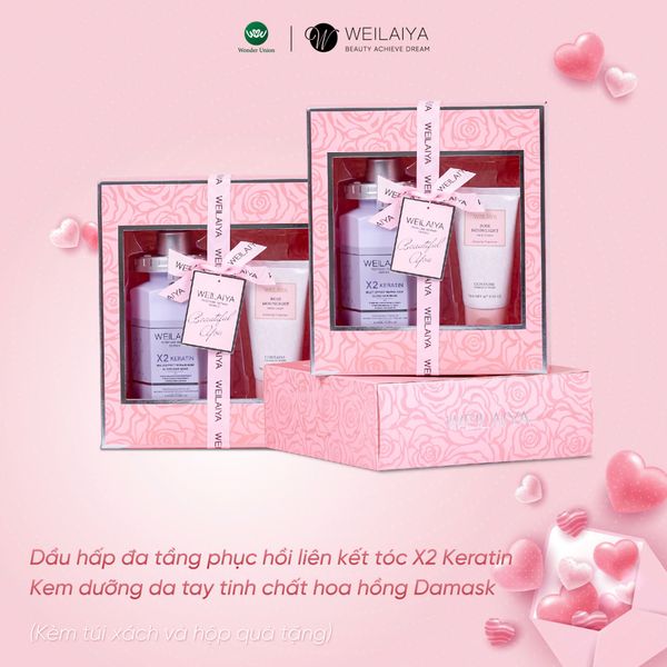  Hộp quà PINK ROSE 1 dầu hấp +  Kem tay 