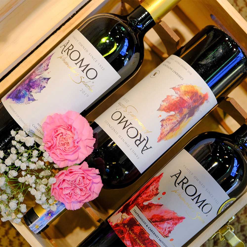 Hộp Quà Rượu Vang 6 Chai Vang Đỏ Aromo Winemaker's Selection Viña Aromo Hộp Gỗ