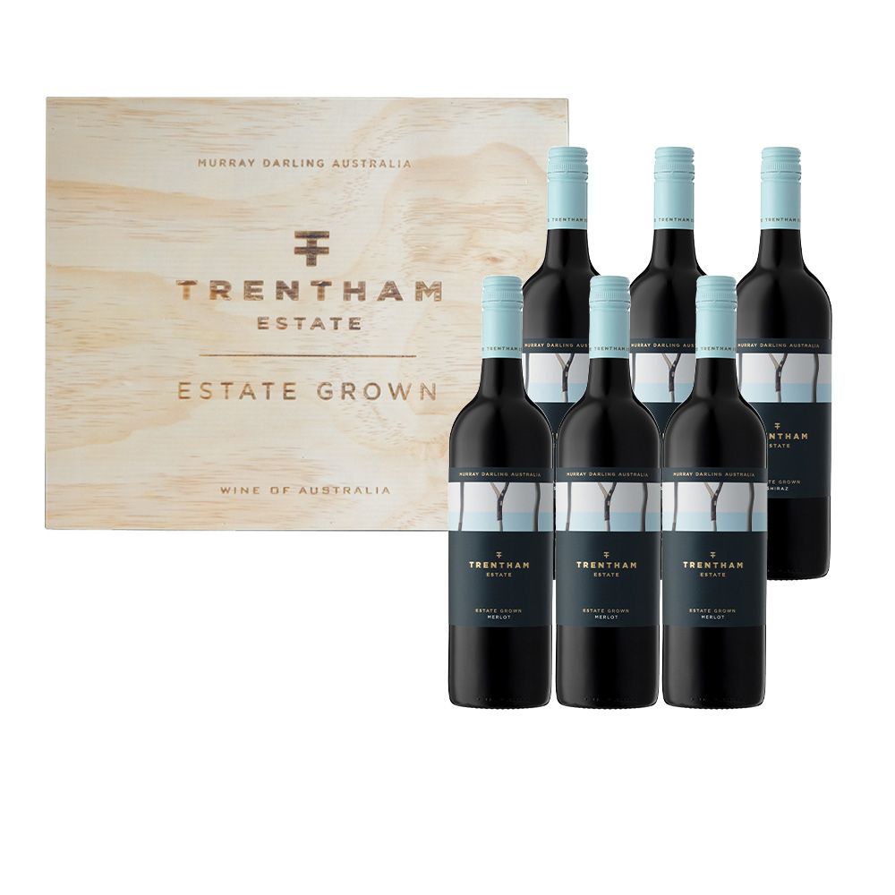 Hộp gỗ 6 chai vang Úc Trentham Estate