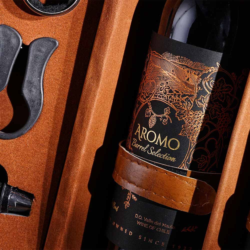 Hộp Quà Rượu Vang 2 Chai Aromo Barrel Selection The Blend Viña Aromo Hộp Da Cao Cấp