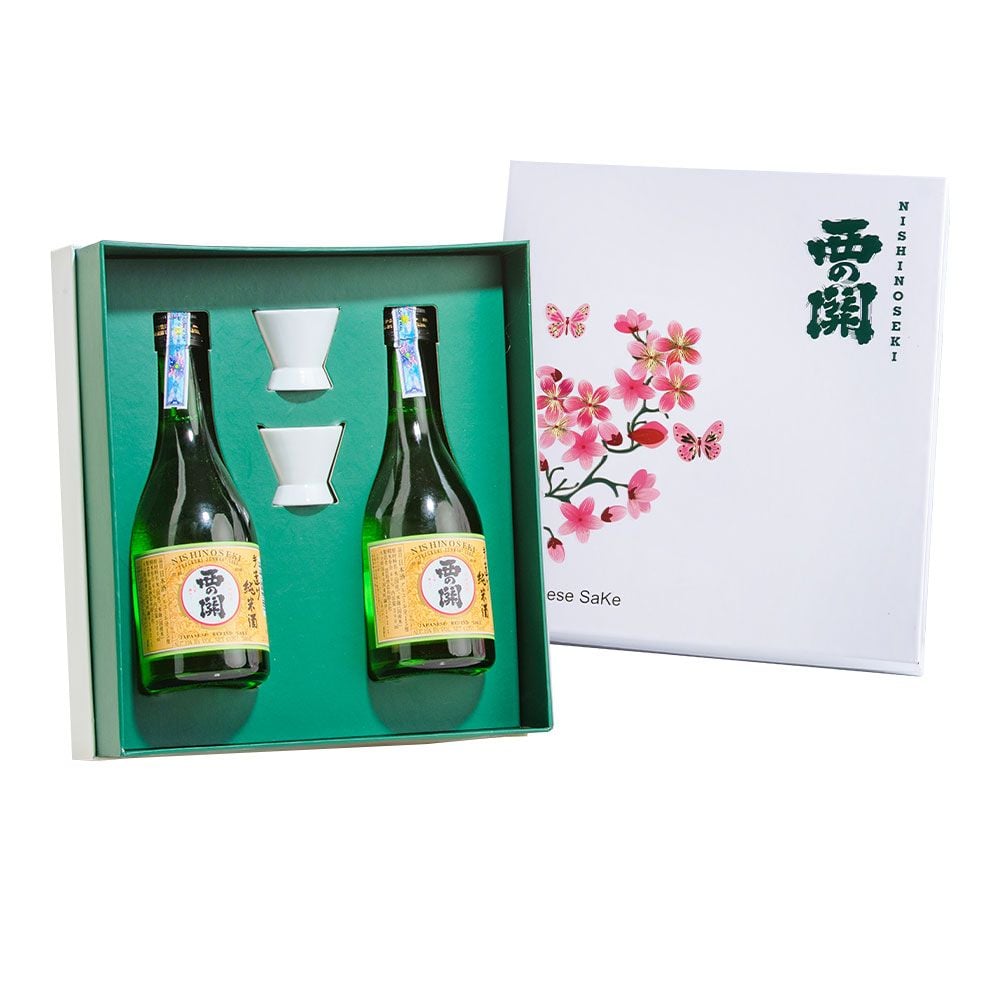 Hộp Quà Rượu Sake Nishino Seki Junmai 300ml - Đào Hoa Niên