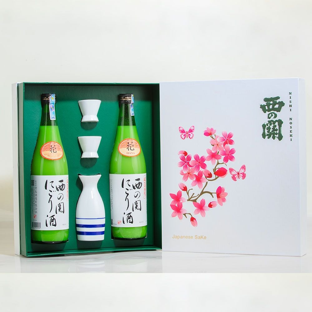 Hộp Quà Rượu Sake Nishino Seki Nigori 720ml - Đào Hoa Niên