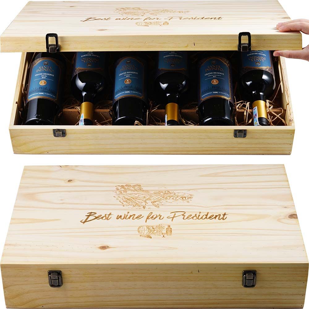 Hộp Quà Rượu Vang 6 chai Vang Đỏ Santa Infinito Grand Reserve Hộp Gỗ
