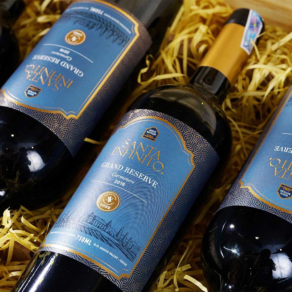 Hộp Quà Rượu Vang 6 chai Vang Đỏ Santa Infinito Grand Reserve Hộp Gỗ