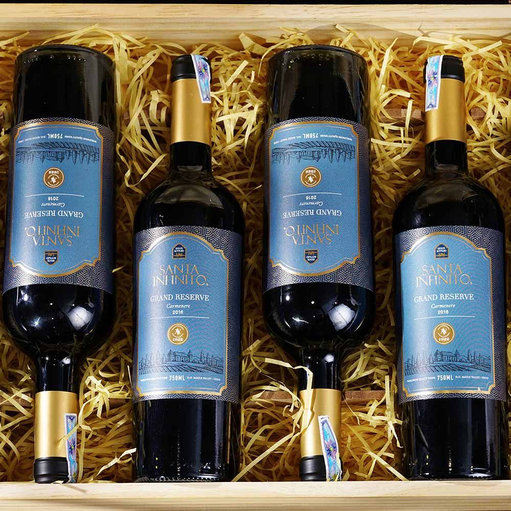 Hộp Quà Rượu Vang 6 chai Vang Đỏ Santa Infinito Grand Reserve Hộp Gỗ