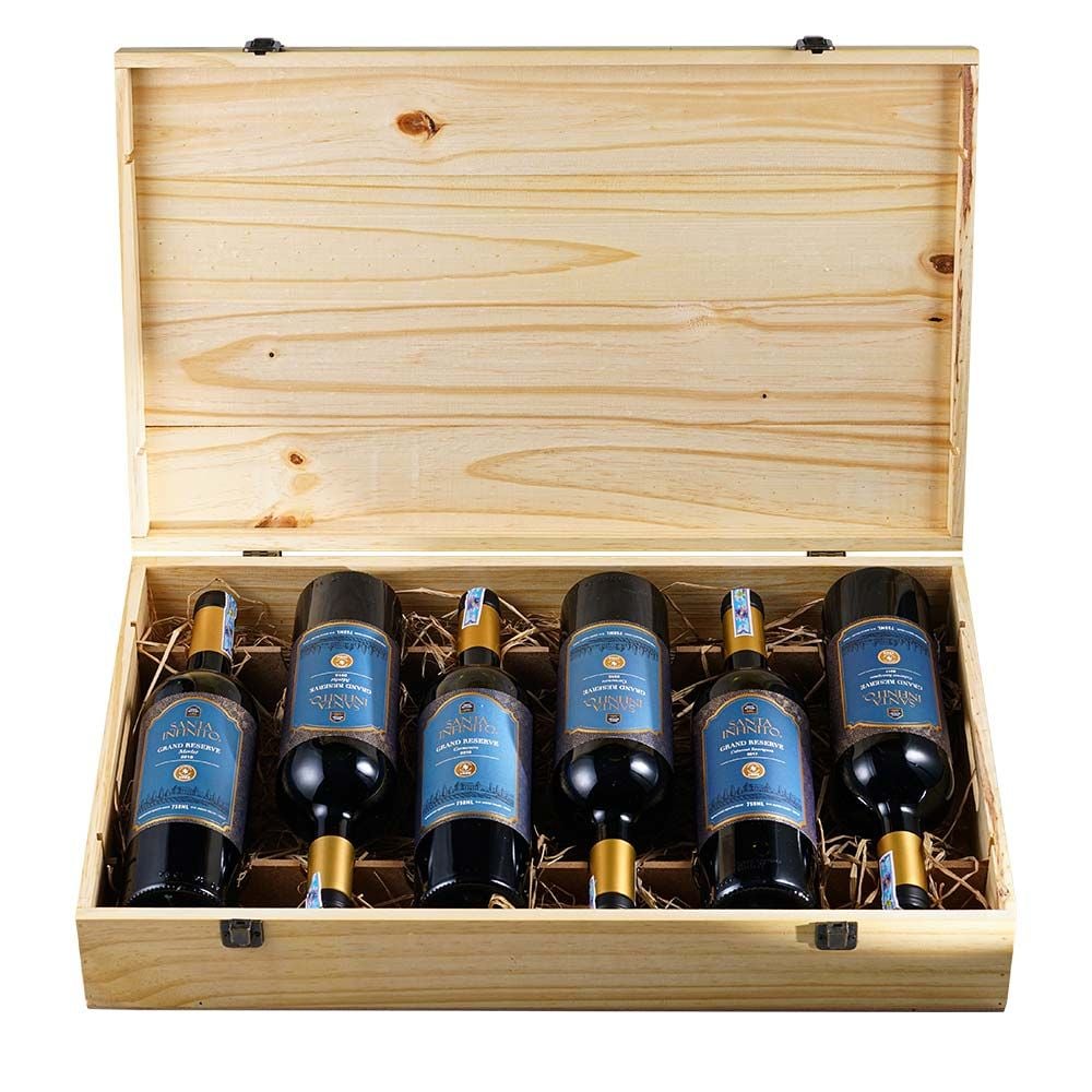 Hộp Quà Rượu Vang 6 chai Vang Đỏ Santa Infinito Grand Reserve Hộp Gỗ