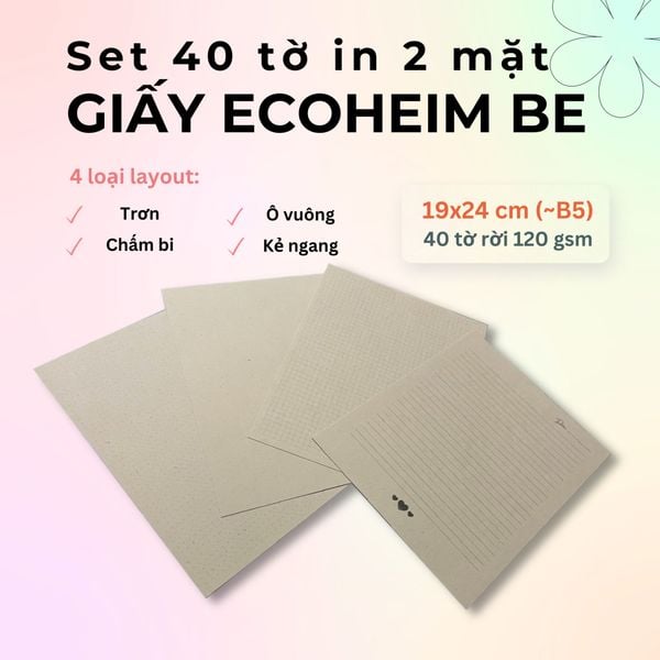  40 tờ Giấy Mỹ Thuật Vintage Ecoheim vẽ phác thảo / luyện chữ calligraphy (dip pen) 120gsm 19x24 cm (xấp xỉ B5) 