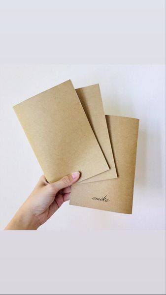  Lõi sổ refill, Sổ tay bìa trơn 12x18 cm (gần B6) - Ruột giấy kraft 