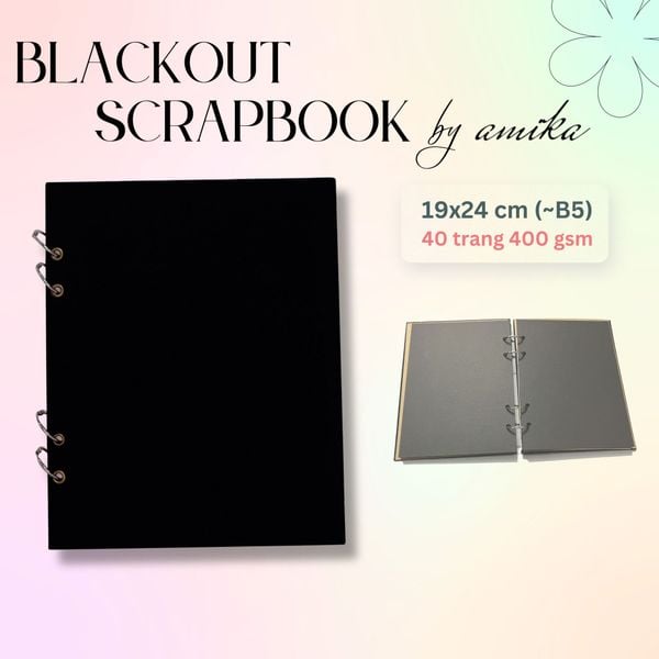  Sổ còng BLACKOUT SCRAPBOOK loại dày - Album dán ảnh handmade - 40 trang - size lớn 19 x 24cm (gầnB5) 