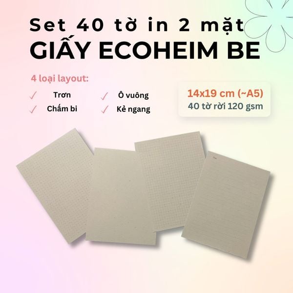  40 tờ Giấy Mỹ Thuật Vintage Ecoheim vẽ phác thảo / luyện chữ calligraphy (dip pen) 120gsm 14x19 cm (xấp xỉ A5) 