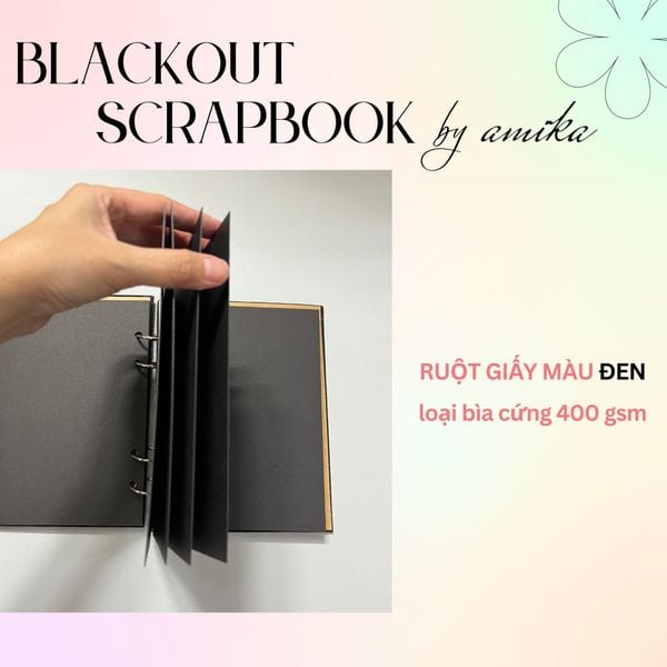  Sổ còng BLACKOUT SCRAPBOOK dày - Album dán ảnh handmade - 40 trang - size nhỏ 14 x 19 cm (xấp xỉ A5) 
