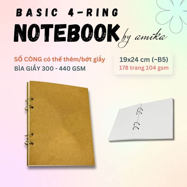  Sổ còng 19x24 cm (xấp xỉ B5) - Bìa trơn 