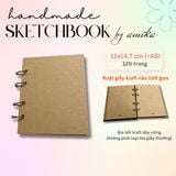  Sổ còng Handmade Sketchbook - ruột giấy kraft - Bìa bồi trơn 