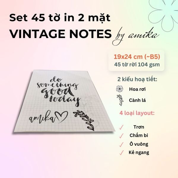  45 tờ giấy viết thư vintage 104 gsm (có thể refill Sổ Còng) 19x24 cm (xấp xỉ B5) 