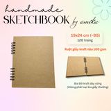  Sổ lò xo Handmade Sketchbook - ruột giấy kraft - Bìa bồi trơn 