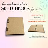  Sổ lò xo Handmade Sketchbook - ruột giấy kraft - Bìa bồi trơn 