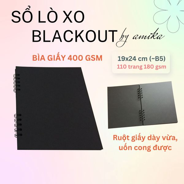 Sổ lò xo BLACKOUT - Bìa trơn 