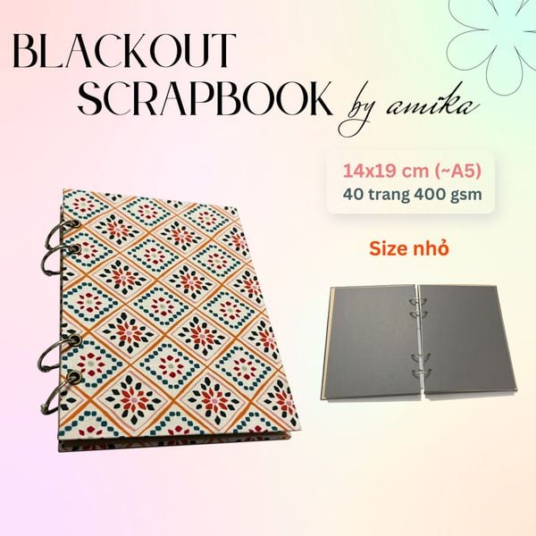  Sổ còng BLACKOUT SCRAPBOOK dày - Album dán ảnh handmade - 40 trang - size nhỏ 14 x 19 cm (xấp xỉ A5) 