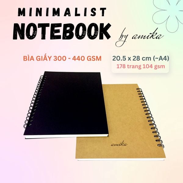  Sổ lò xo 20,5x28 cm (xấp xỉ A4) - Bìa trơn 