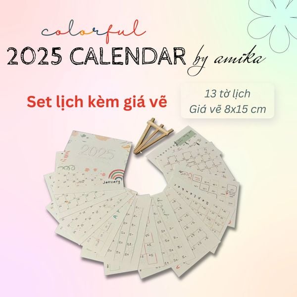  2025 Colorful Calendar by amika - Lịch để bàn thiết kế có âm lịch 