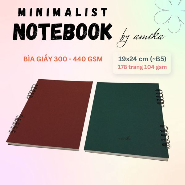  Sổ lò xo 19x24 cm (xấp xỉ B5) - Bìa trơn 