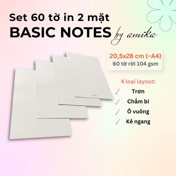  60 tờ giấy note 104 gsm 20,5x28 cm (xấp xỉ A4) 