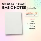 60 tờ giấy note 104 gsm (có thể refill Sổ Còng) 11x14,7 cm (xấp xỉ A6) 