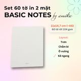  60 tờ giấy note 104 gsm (có thể refill Sổ Còng) 11x14,7 cm (xấp xỉ A6) 
