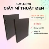  40 tờ giấy mỹ thuật đen trơn 180 gsm (có thể refill Sổ Còng) 19x24 cm (xấp xỉ B5) 