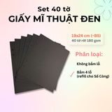  40 tờ giấy mỹ thuật đen trơn 180 gsm (có thể refill Sổ Còng) 19x24 cm (xấp xỉ B5) 