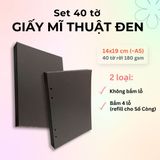 40 tờ giấy mỹ thuật đen trơn 180 gsm (có thể refill Sổ Còng) 14x19 cm (xấp xỉ A5) 