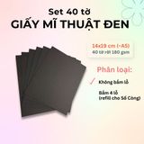  40 tờ giấy mỹ thuật đen trơn 180 gsm (có thể refill Sổ Còng) 14x19 cm (xấp xỉ A5) 
