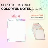  45 tờ giấy viết thư, ghi chú Đa sắc - Colorful Notes 19x24 cm (xấp xỉ B5) 