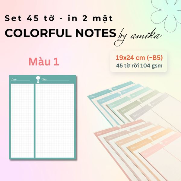  45 tờ giấy ghi chú họa tiết khinh khí cầu - Cute Hot Air Balloon Notes 19x24 cm (xấp xỉ B5) - Loại 2 