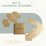  SET 8: CALENDAR STICKERS - 24 stickers lịch tháng - mix 2 màu hoặc kraft (trang trí sổ tay, planner, bullet journal,...) 
