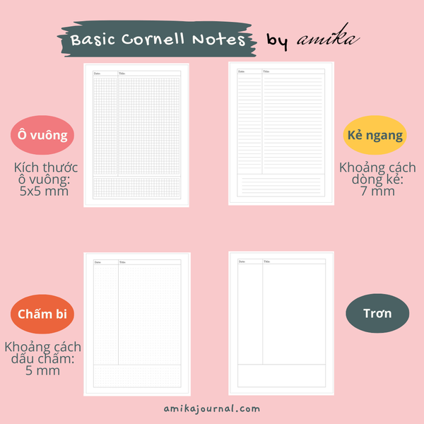  Sổ lò xo Basic Cornell 19x24 cm (xấp xỉ B5) 