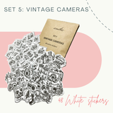  SET 5: VINTAGE CAMERA - 48 stickers họa tiết máy ảnh 