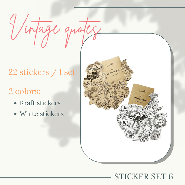  SET 6: QUOTES - 22 stickers Inspirational quotes, họa tiết hoa lá 