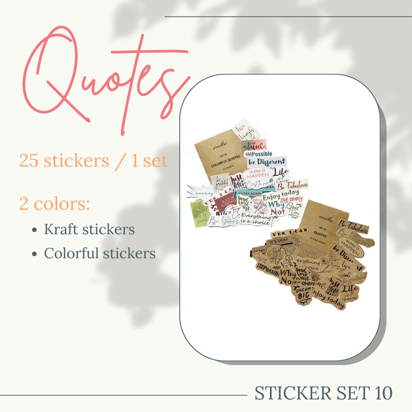  SET 10: COLORFUL QUOTES - 25 stickers nhiều màu / kraft 