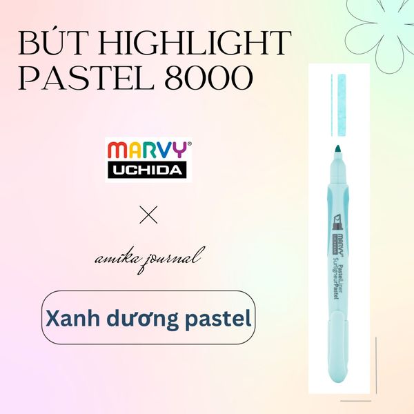  Bút dạ quang MARVY 8000 màu pastel trang trí sổ tay, bullet journal, lưu bút, ghi chép thông dụng 