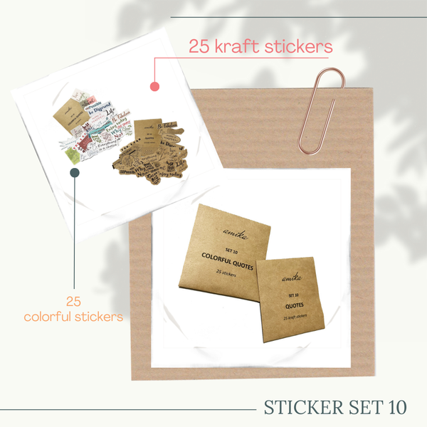  SET 10: COLORFUL QUOTES - 25 stickers nhiều màu / kraft 