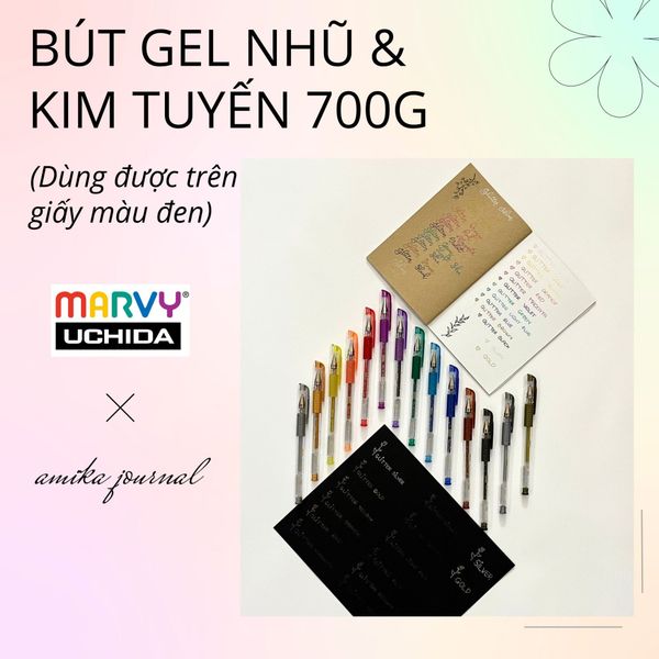  Bút gel có nắp Marvy Uchida 700G ngòi 0.7mm trang trí sổ tay, bullet journal, lưu bút, album 