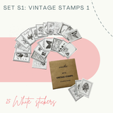  Vintage Stamp Stickers - Set S1: 25 sticker tem dán 