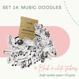  SET 14: MUSIC DOODLES - 30 stickers họa tiết nốt nhạc màu nước / kraft (trang trí sổ tay, planner, bullet journal,...) 